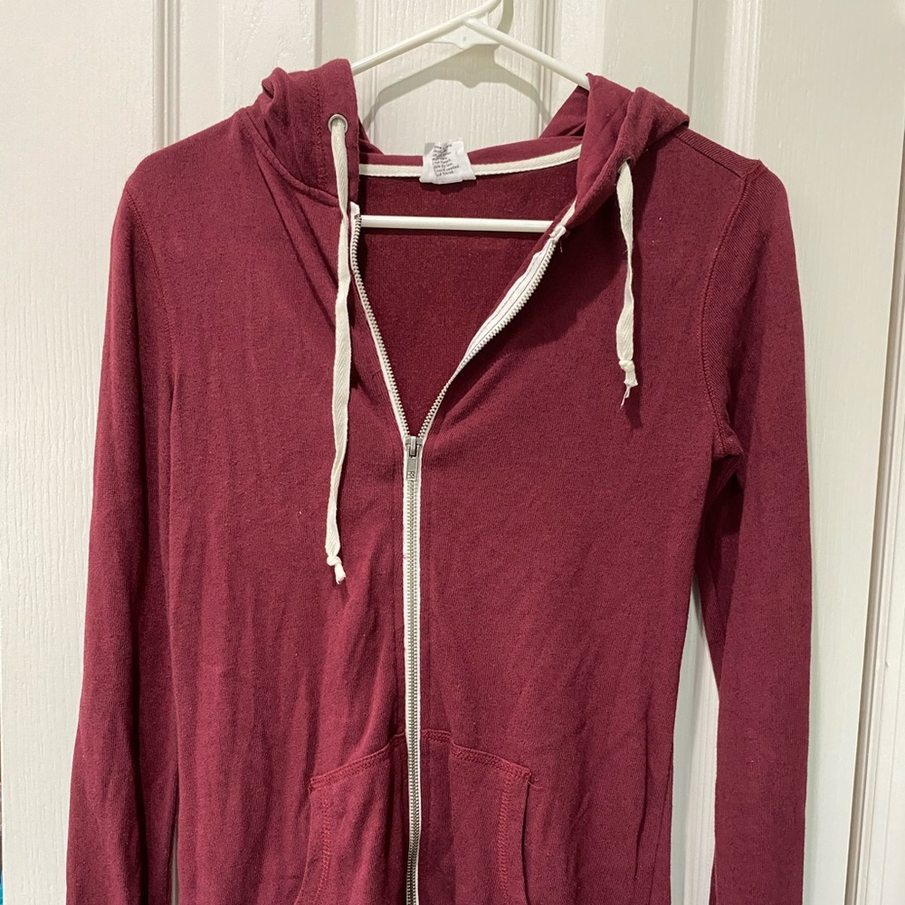 Burgundy zip up hoodie